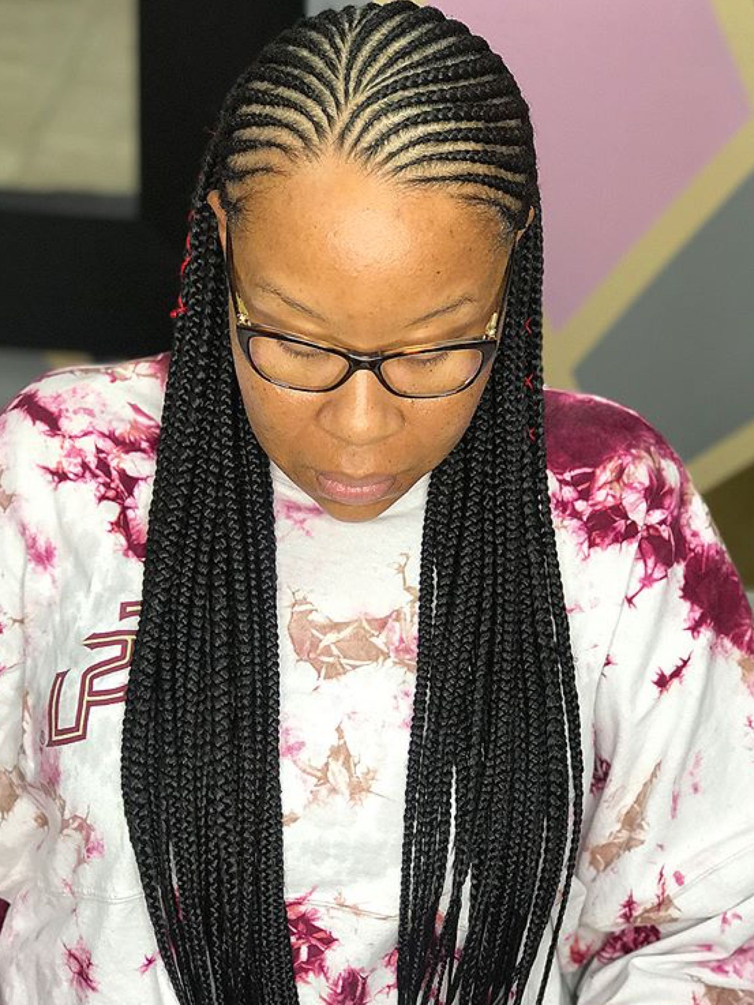 Cornrow braids with beads