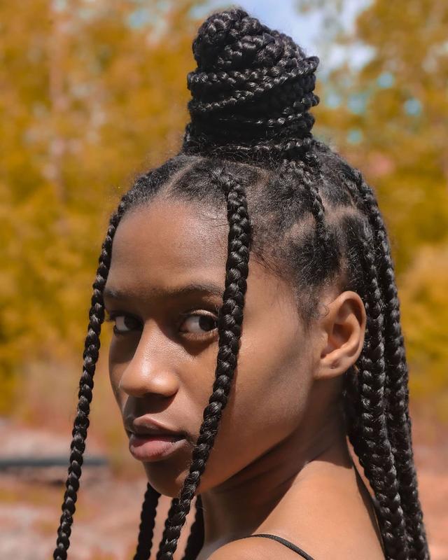 Youthful and trendy (medium box braids)