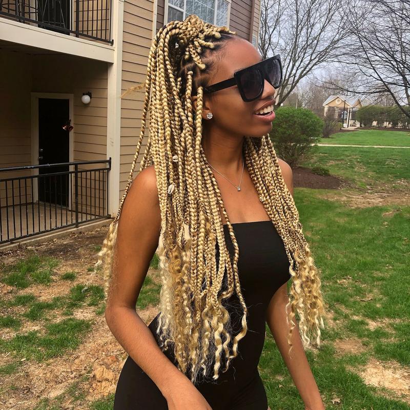 Intricate Cornrows with Bohemian Braids