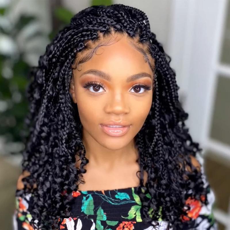 Small box braids with curls