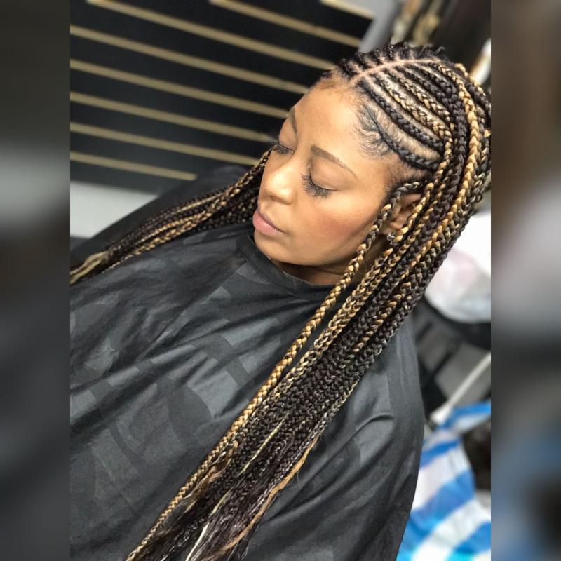 Tribal braids with highlights