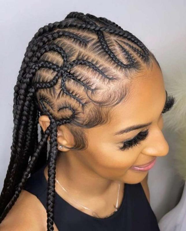 Tribal braids with curly ends