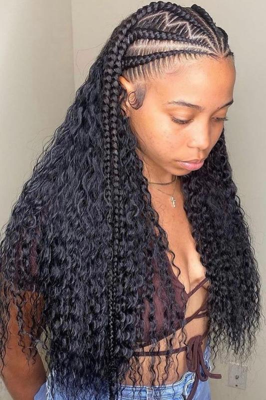 Tribal braids with curly ends