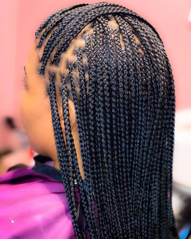 Neat small box braids