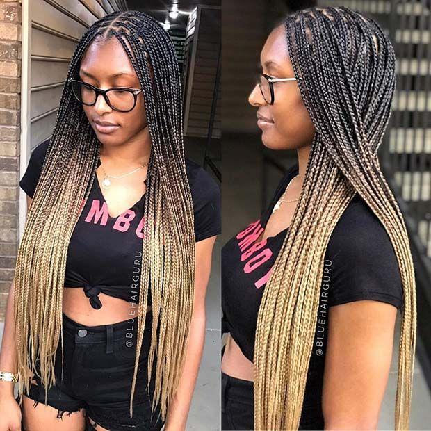 Neat small box braids