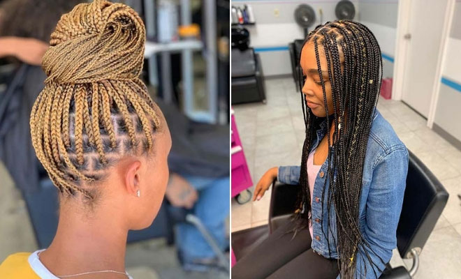 Neat small box braids