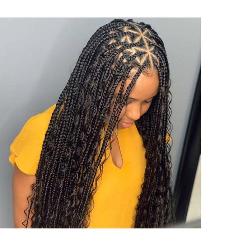 Long middle part braids