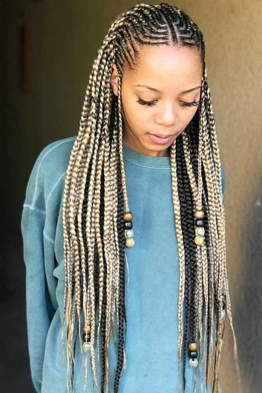 Tribal braids with top bun