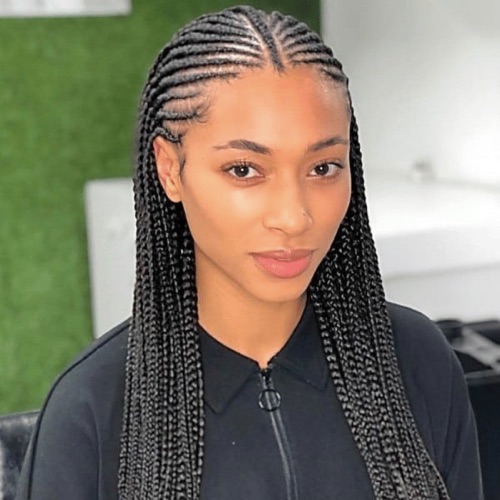 Long middle part braids