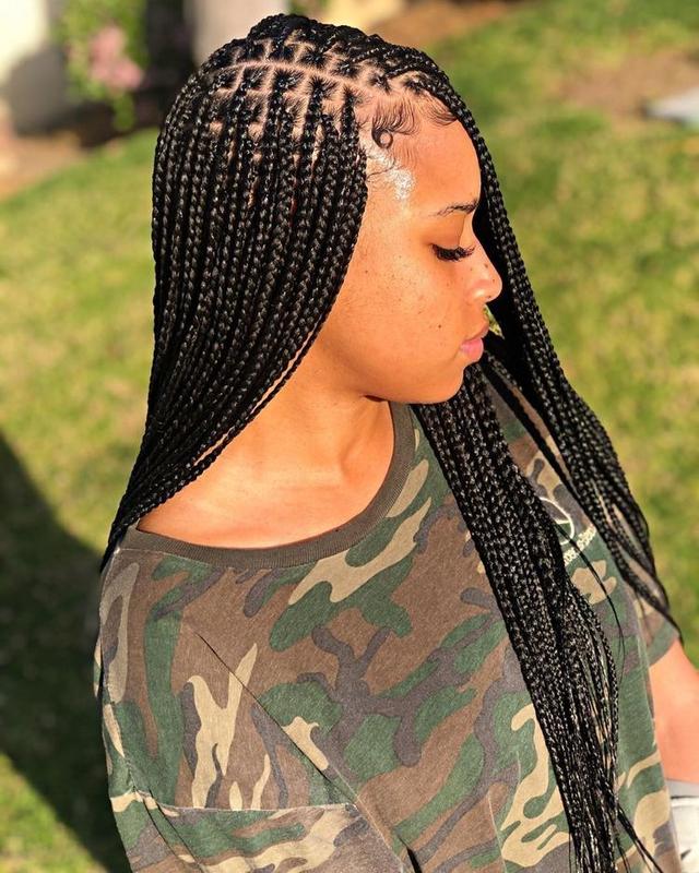 Neat small box braids