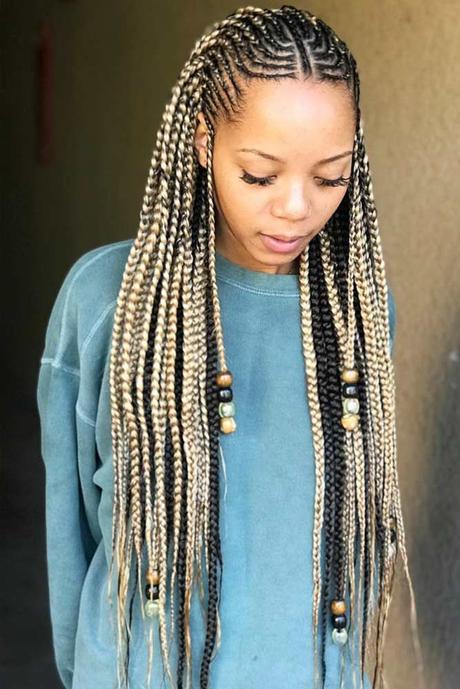 Long middle part braids