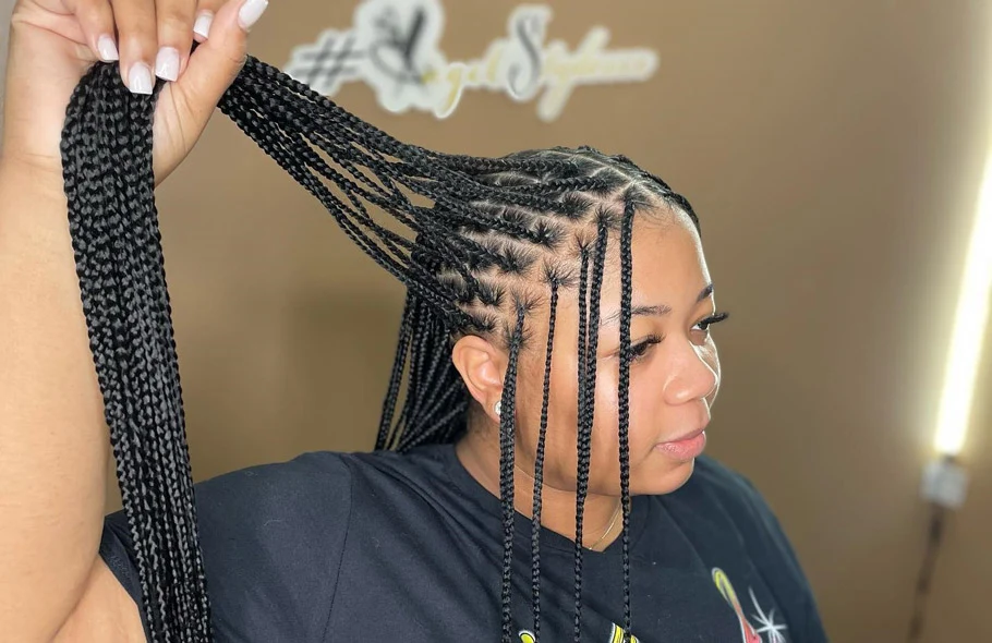 Small box braids with intricate parts