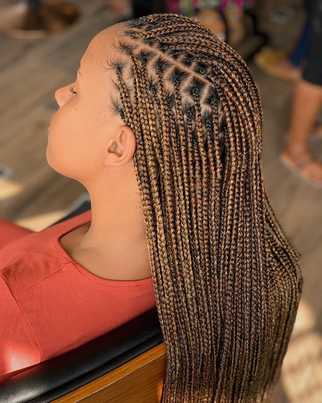 Neat small box braids