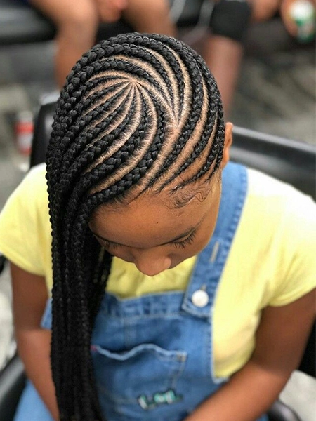 Side lemonade braids with purple tips