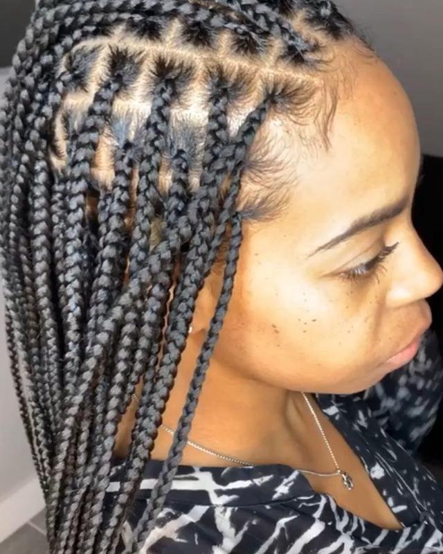 Neat small box braids