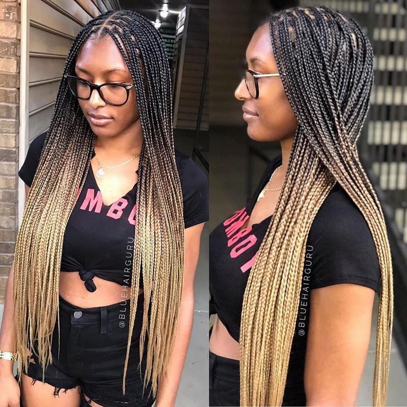 Small box braids with ombré twist