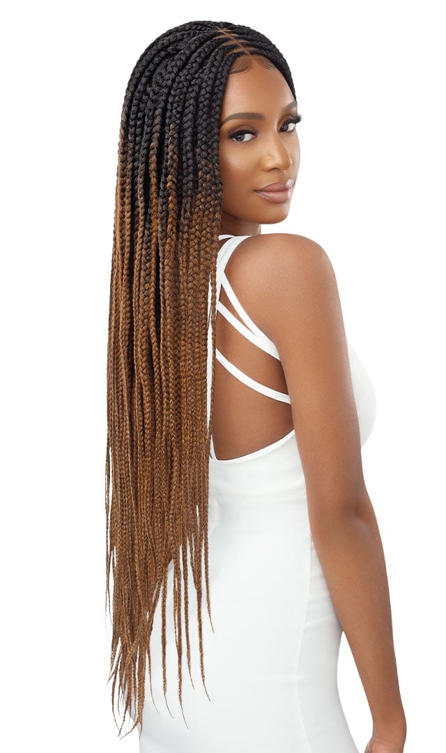 Long middle part braids